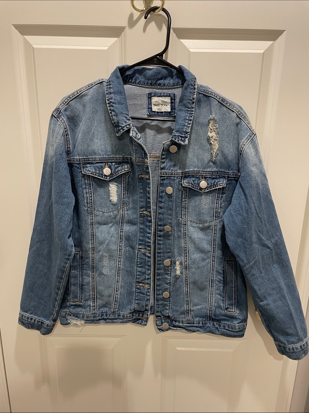 Denim Distressed Womens Jacket - Blue